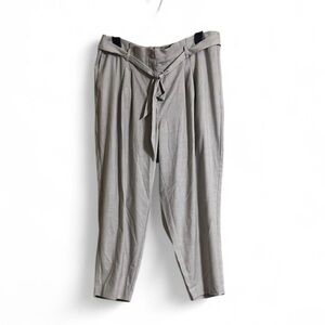 Loft Pants Sz 18 Ruffle High Waist Pleated Textured Office/Work Wear Tie Front